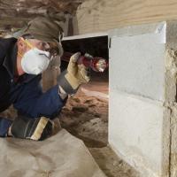 man inspecting crawlspace for termite infestation