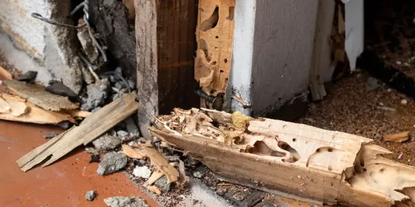 door frame damaged by a termite infestation